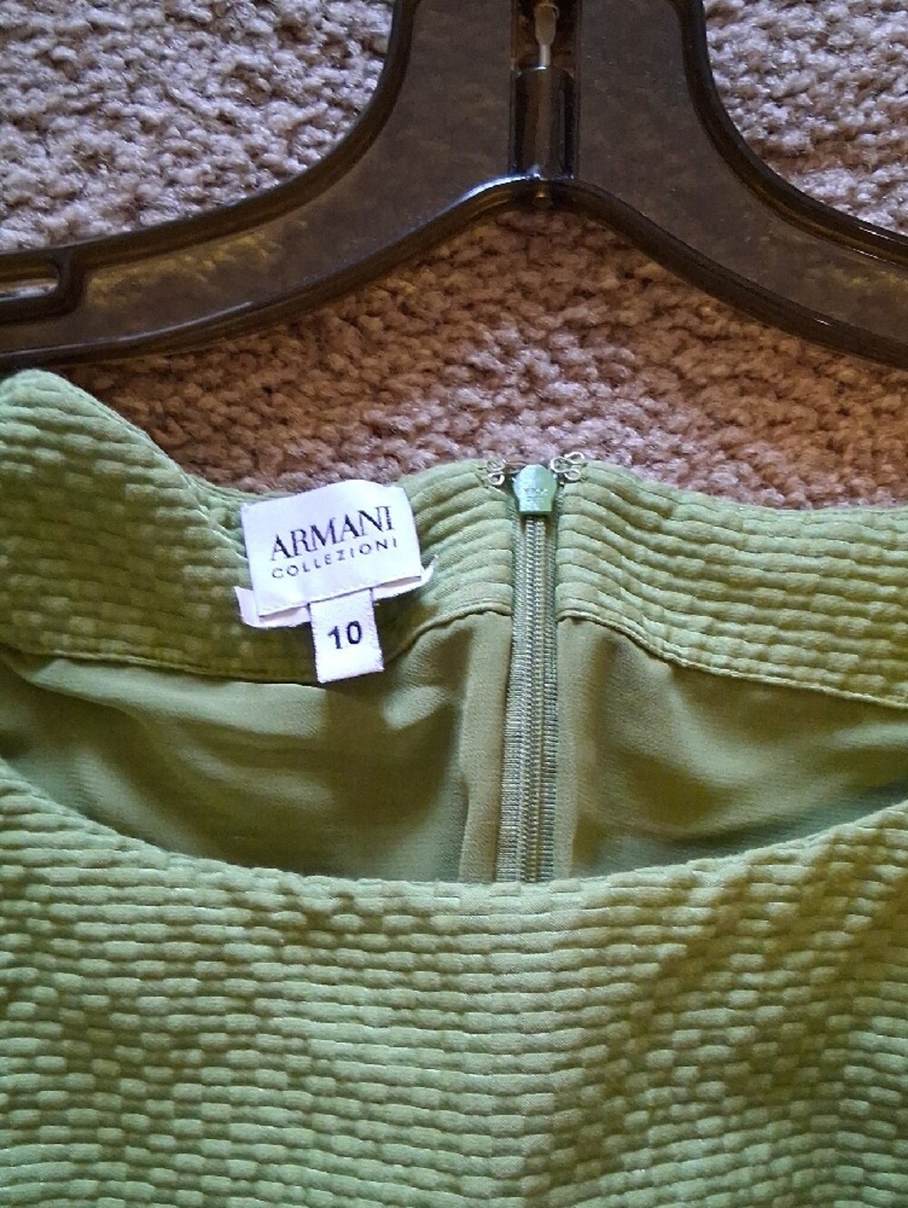 Vintage Armani Collezioni Olive Green Textured Jacket & Dress Set - Picture 8 of 14